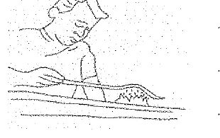 Original illustration of a glassworker making a neon sign